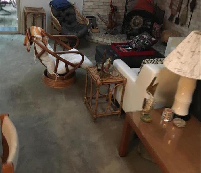 living room, water damaged carpets