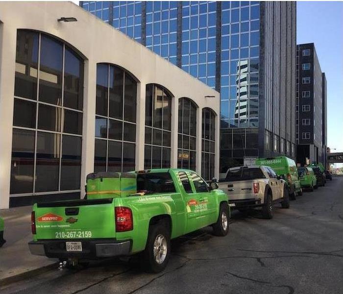 SERVPRO vehicles in front of commercial property