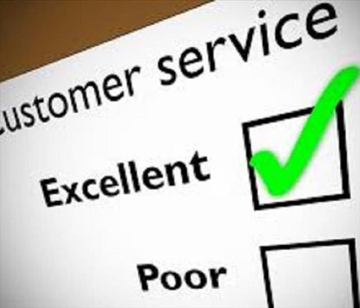 Customer service flier with green check next to Excellent