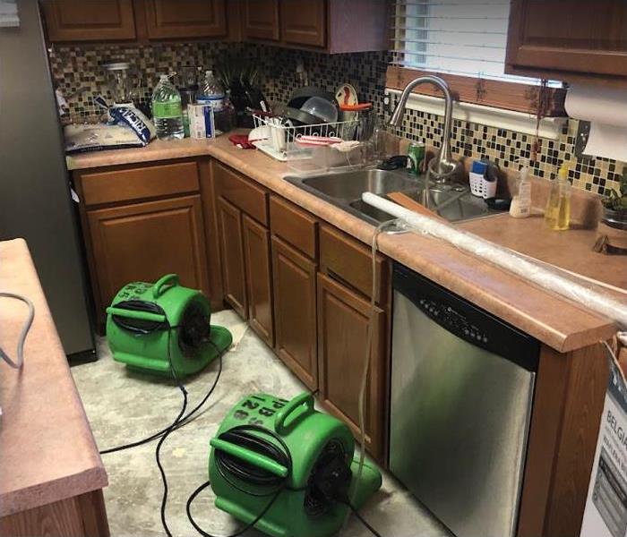 SERVPRO air movers being used in kitchen