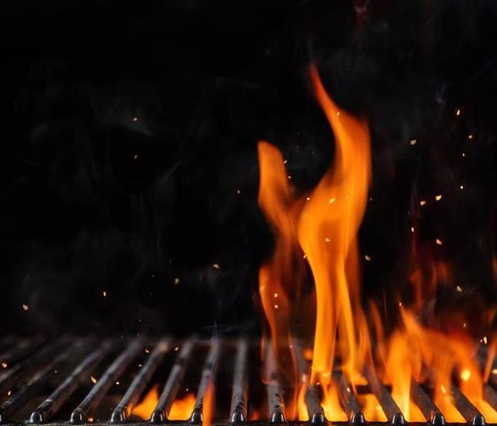 Flames on a grill