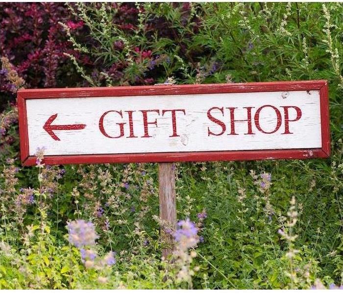 Gift shop sign in wildflower garden
